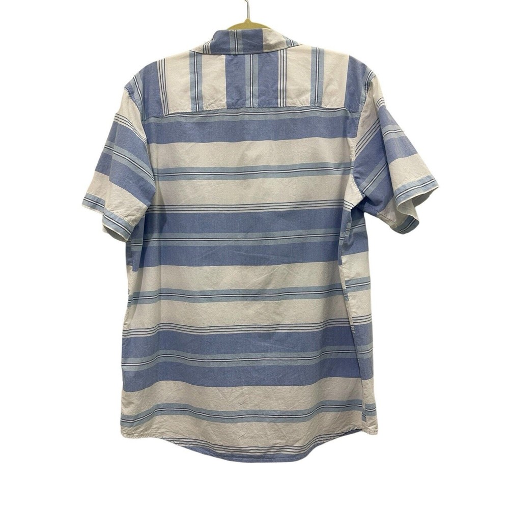 Columbia Mens Short Sleeve Button Up Shirt Blue White Striped Large Cotton - Picture 3 of 6